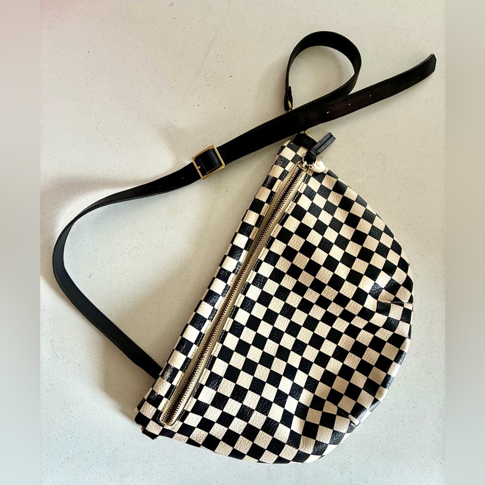 Clare V Grande Fanny Black and cream checker Women's Bag